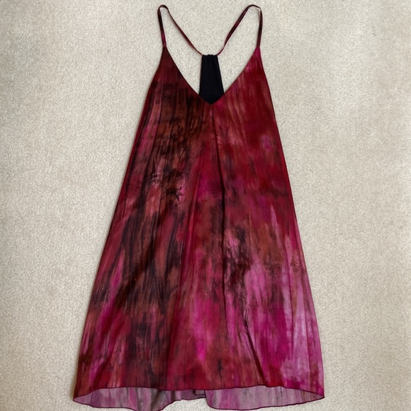 Alice + Olivia Tie Dye Red Silk Slip Dress - Picture 2 of 9